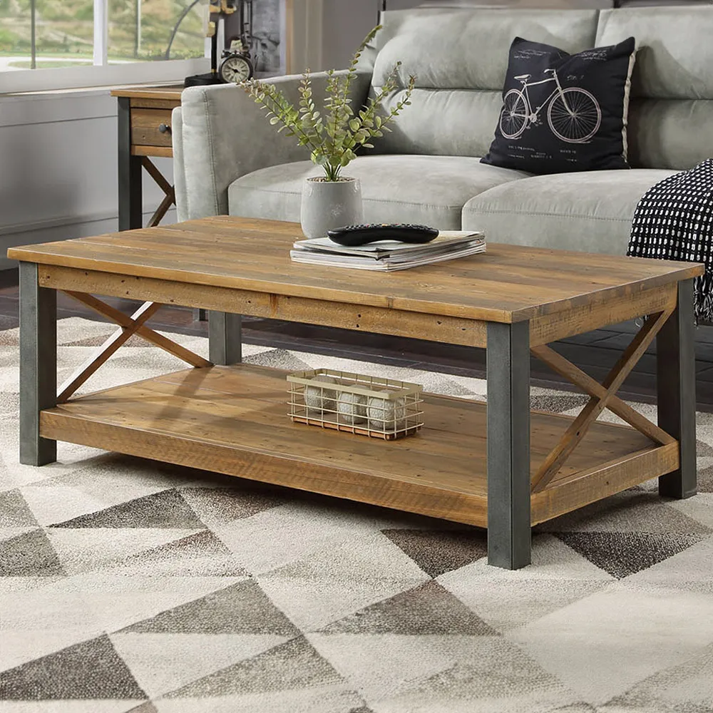 Urban Reclaimed Wooden Lamp Table - Brown, Reclaimed Wood