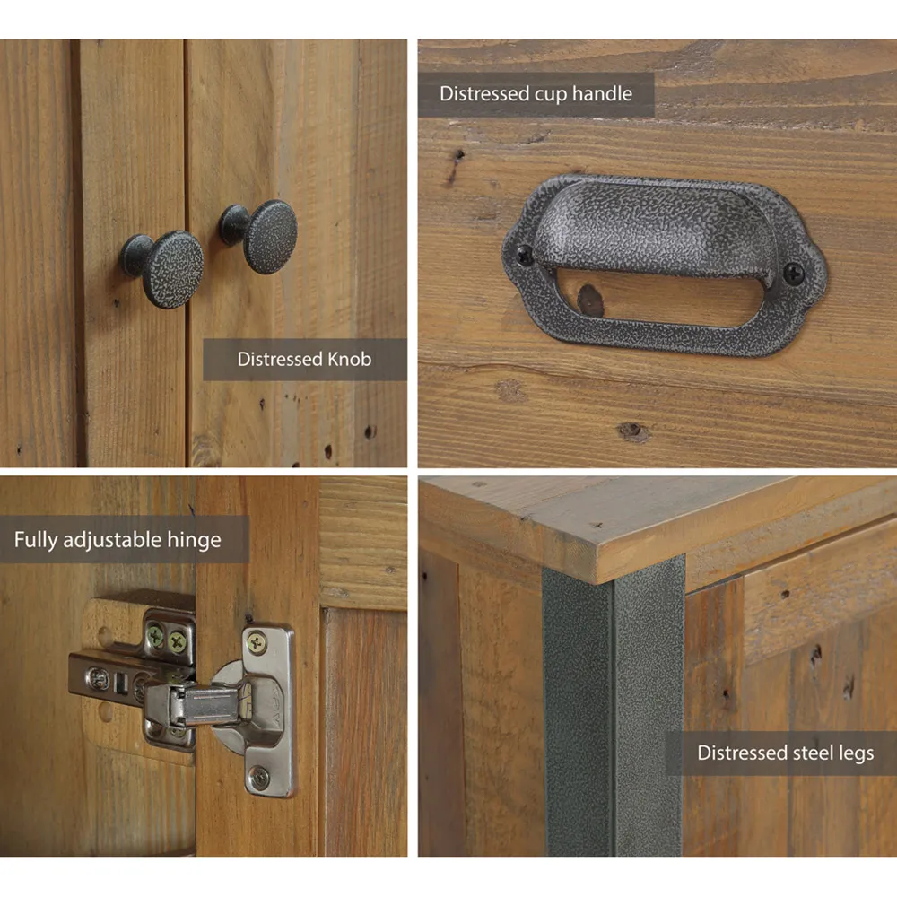 Urban Single Door 4 Drawer Twin Pedestal Office Desk - Brown