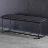 Vintage 2-Seater Dining Bench - Black, Leather