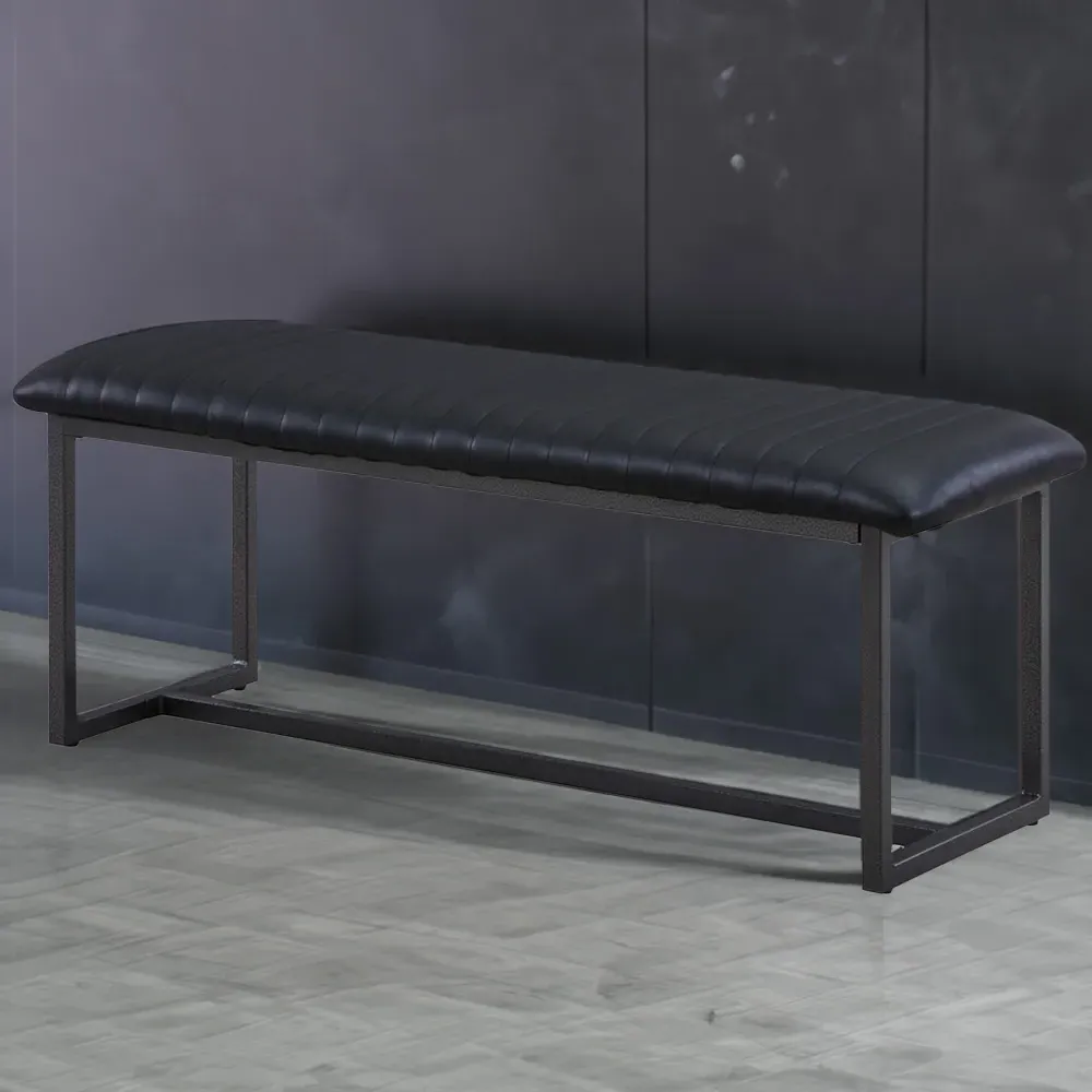 Vintage 2-Seater Dining Bench - Black, Leather image