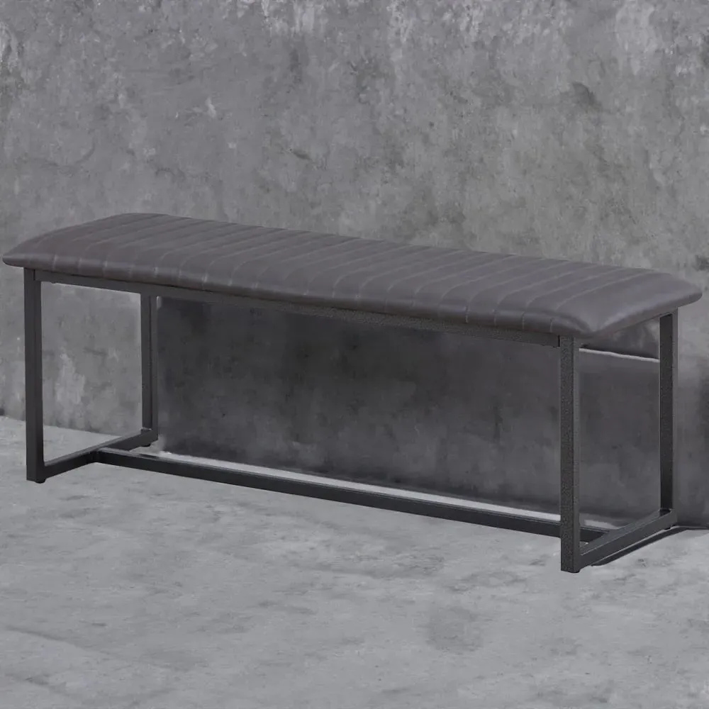Vintage 2-Seater Dining Bench - Grey, Leather
