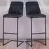 Vintage Bar Stool Set of 2 - Black, Leather