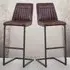 Vintage Bar Stool Set of 2 - Brown, Leather