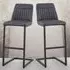 Vintage Bar Stool Set of 2 - Grey, Leather