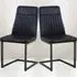 Vintage Set of 2 Dining Chairs - Black, Leather