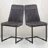 Vintage Set of 2 Dining Chairs - Grey, Leather