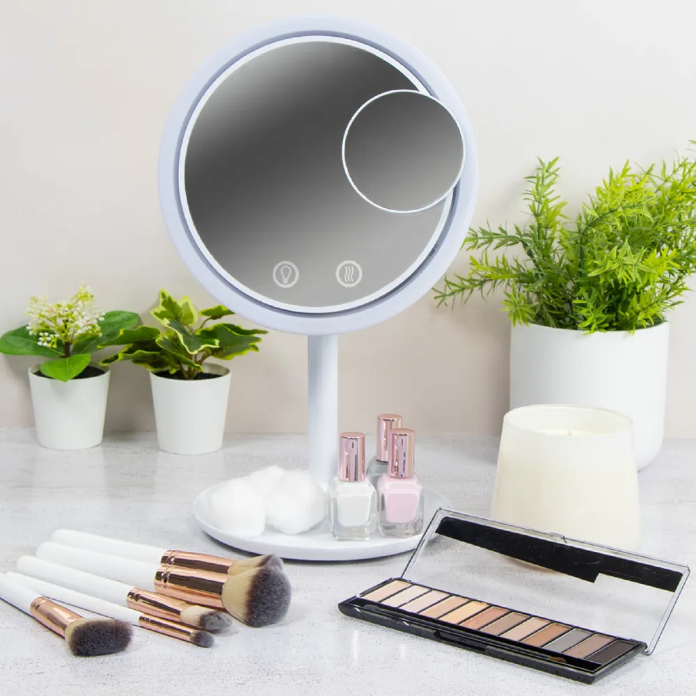 Bauer LED Mirror with Fan and Tray - White