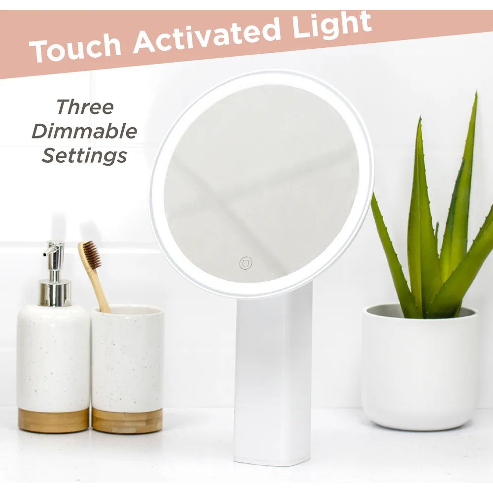 Bauer Professional Round LED Rechargeable Mirror - White