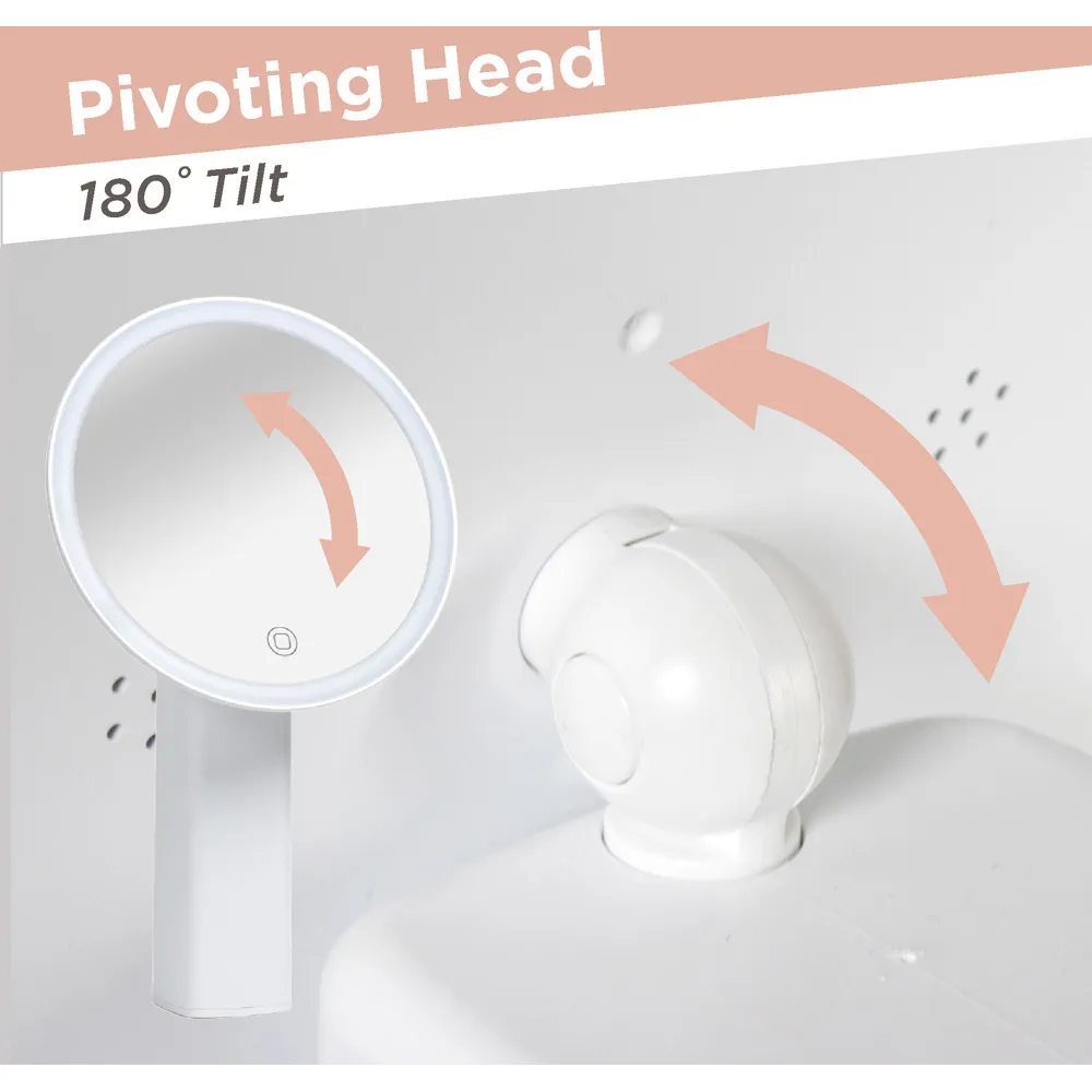 Bauer Professional Round LED Rechargeable Mirror - White