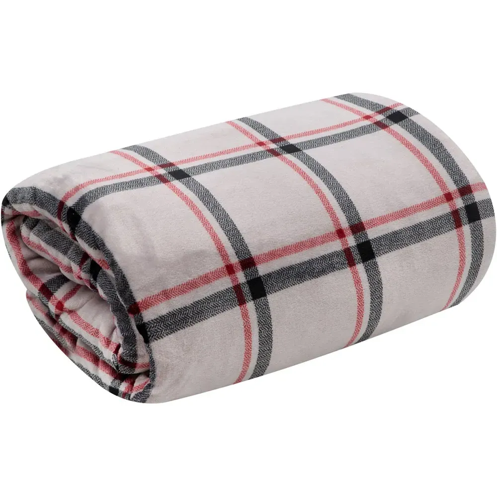 Plaid Soft Touch Heated Throw with Timer - Multi