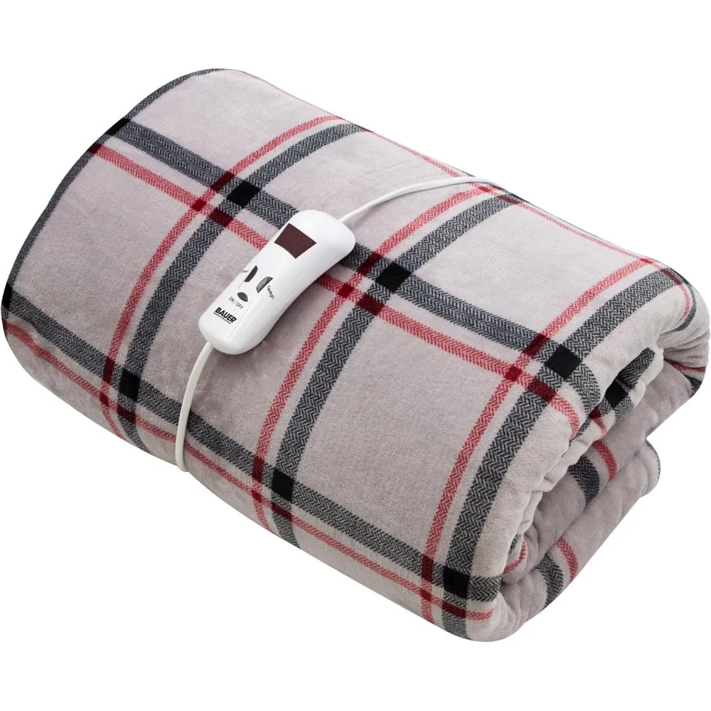 Plaid Soft Touch Heated Throw with Timer - Multi