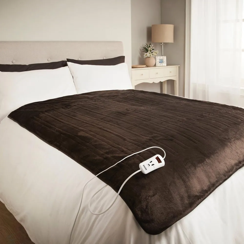 Soft Touch Heated Throw with Timer - Brown