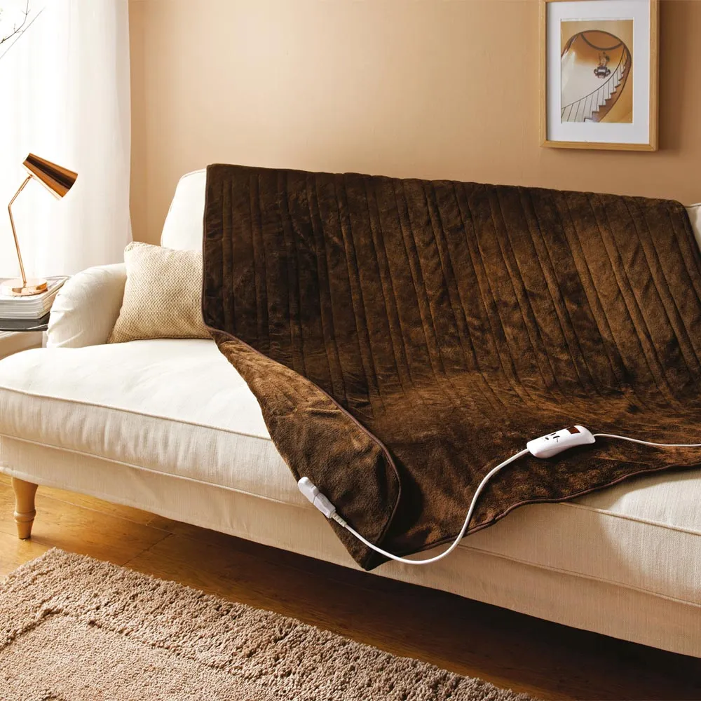 Soft Touch Heated Throw with Timer - Brown