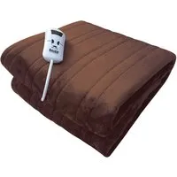 Soft Touch Heated Throw with Timer - Brown