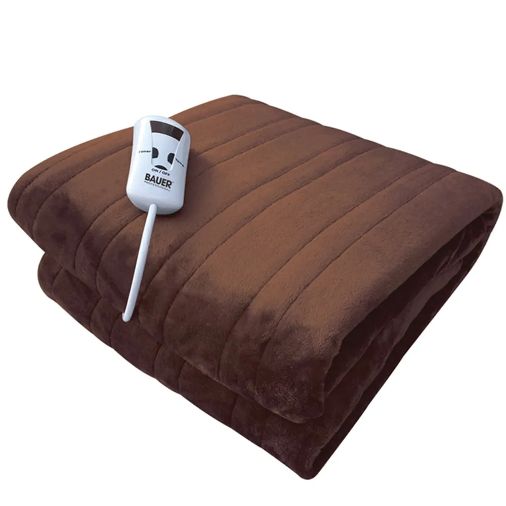Soft Touch Heated Throw with Timer - Brown image