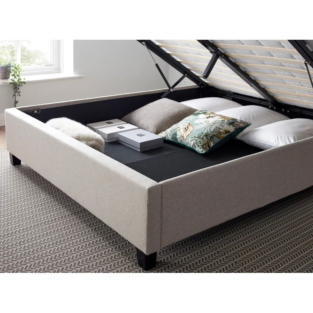 Brandon Double Ottoman Bed with Storage - Oatmeal, Fabric