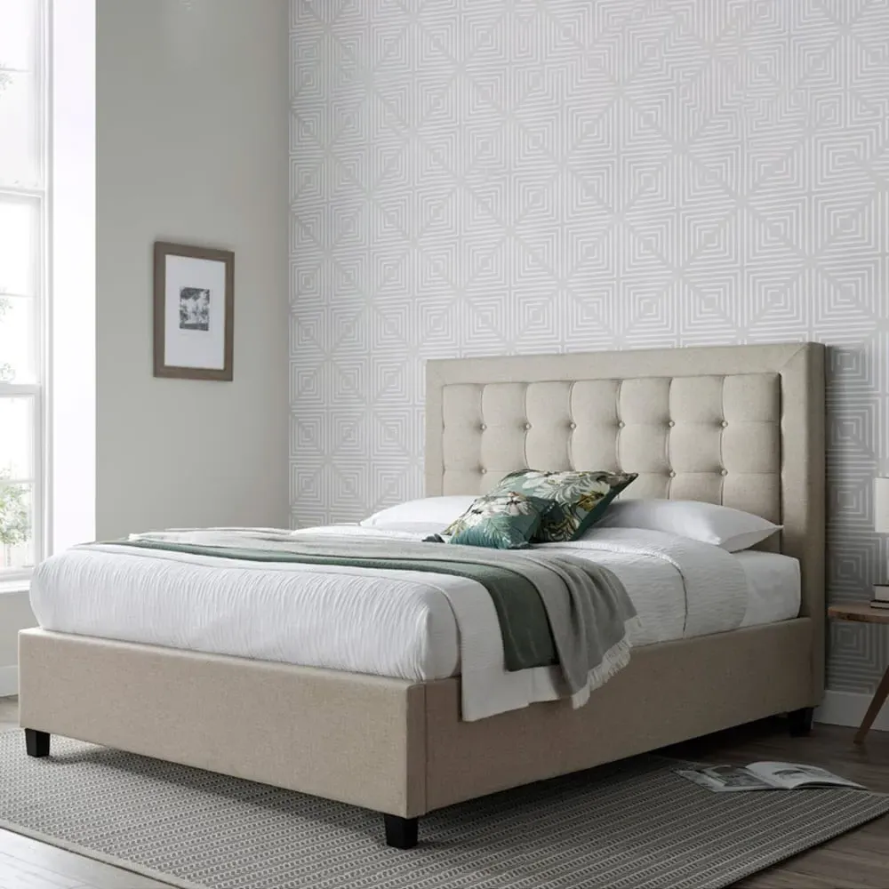 Brandon Double Ottoman Bed with Storage - Oatmeal, Fabric