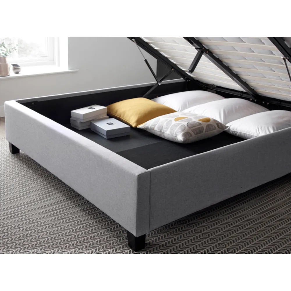 Brandon King Size Ottoman Bed with Storage - Grey, Fabric