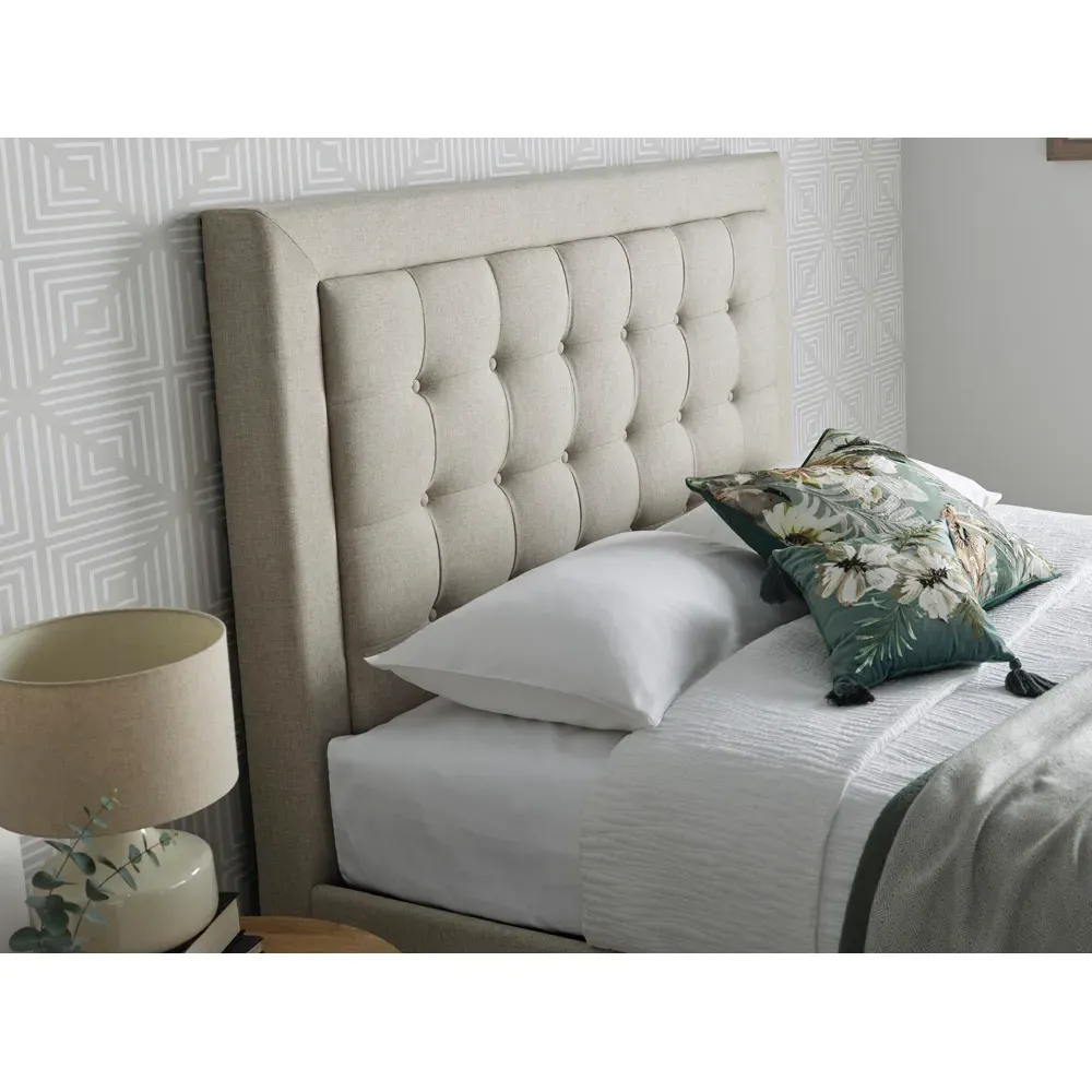 Brandon King Size Ottoman Bed with Storage - Oatmeal, Fabric