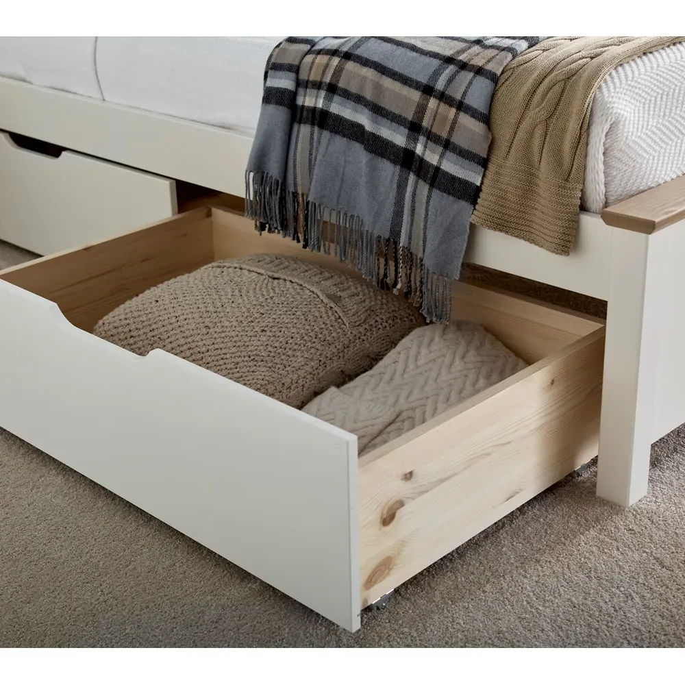 Chester Double Bed Frame - White, Oak