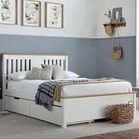 Chester Double Bed Frame with 2 Drawer Storage - White, Oak