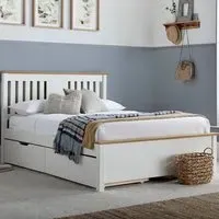Chester Double Bed Frame with 4 Drawer Storage - White, Oak