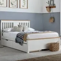 Chester Single Bed Frame with 2 Drawer Storage - White, Oak