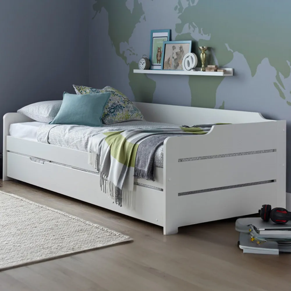 Copella Guest Bed with Trundle and Orthopaedic Mattresses - White
