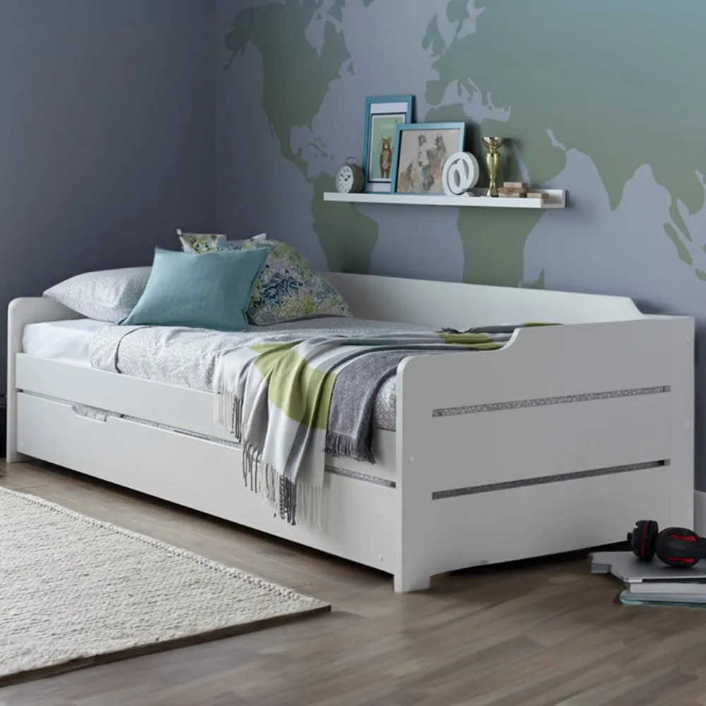 Copella Guest Bed with Trundle and Pocket Mattresses - White