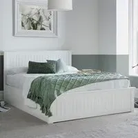 Dawson Double Ottoman Storage Bed - White, Rubberwood