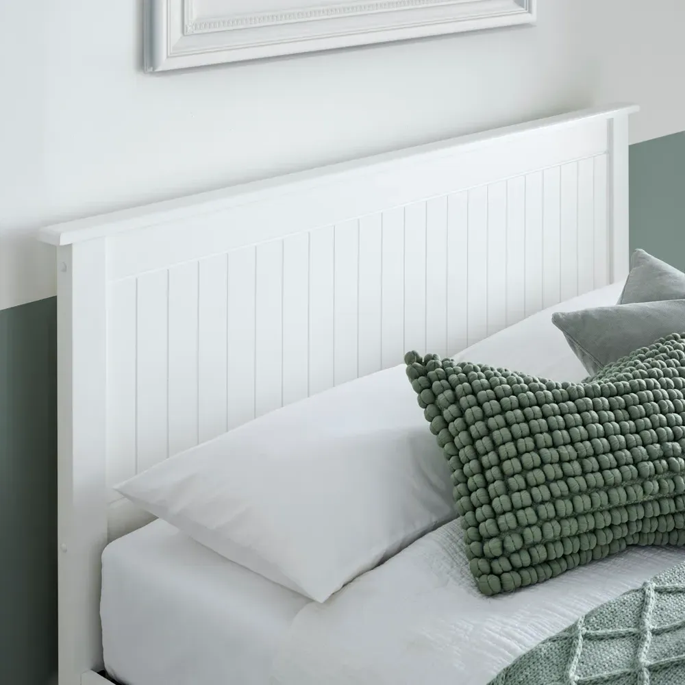 Dawson King Size Ottoman Storage Bed - White, Rubberwood