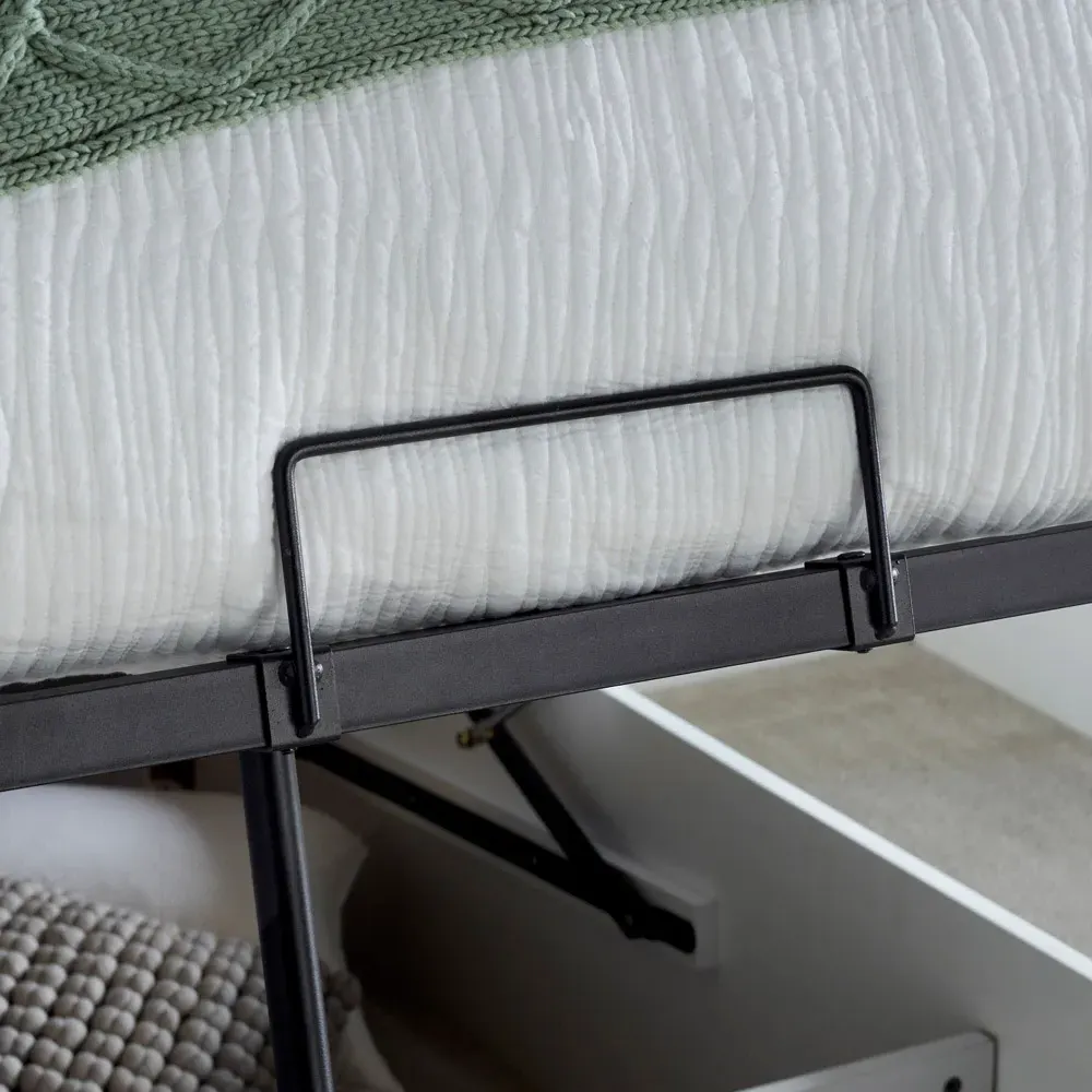 Dawson King Size Ottoman Storage Bed - White, Rubberwood