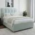 Double 2 Drawer Divan Base with Pearl Headboard - Duck Egg, Linen