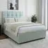 Double 4 Drawer Divan Base with Pearl Headboard - Duck Egg, Linen