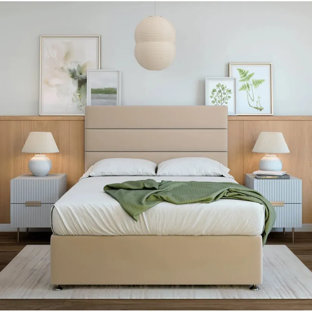 Double Divan Base - Cream, Velvet