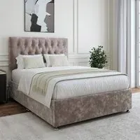 Double Divan Base with 4 Drawers - Silver, Chenille