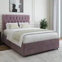 Double Divan Base with Headboard - Mauve, Linen