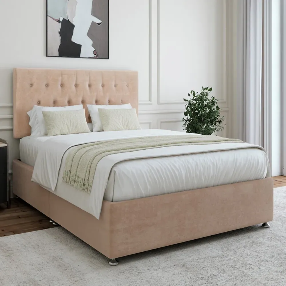 Double Divan Base with Headboard - Mink, Linen