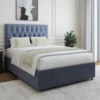 Double Divan Base with Lona Headboard - Blue, Linen