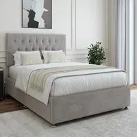 Double Divan Base with Storage and Headboard - Grey, Linen
