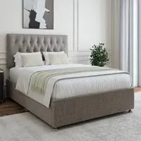 Double Divan Base with Storage and Lona Headboard - Grey, Linen