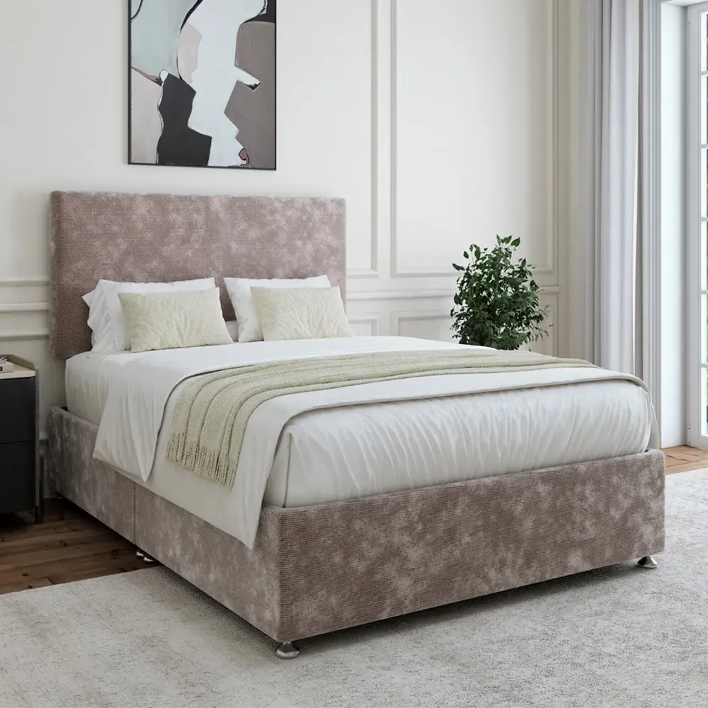 Double Divan Base with Valencia Headboard - Silver, Chenille