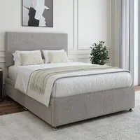 Double Naples Divan Base with Valencia Headboard - Grey, Linen