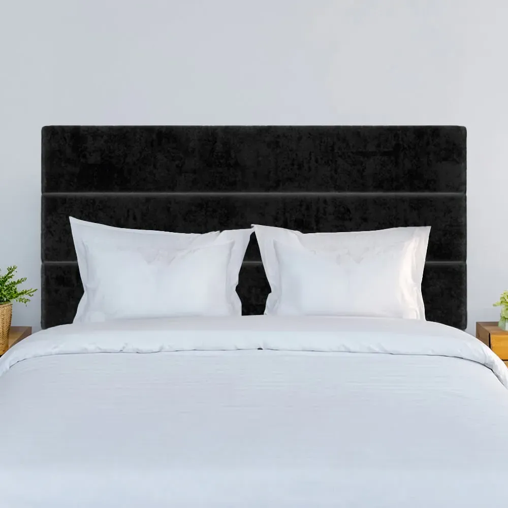 Double Naples Velvet Milan Lined Headboard - Black