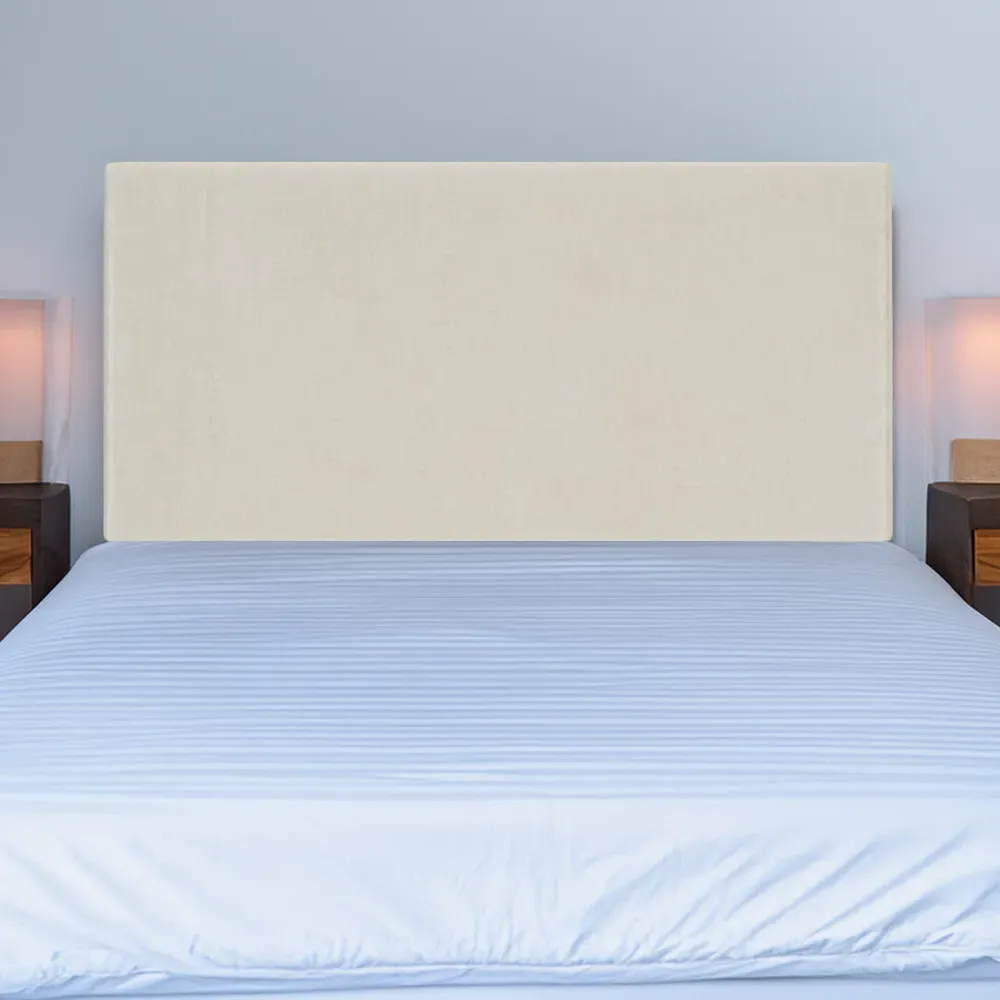 Double Naples Velvet Valencia Plain Headboard - Cream