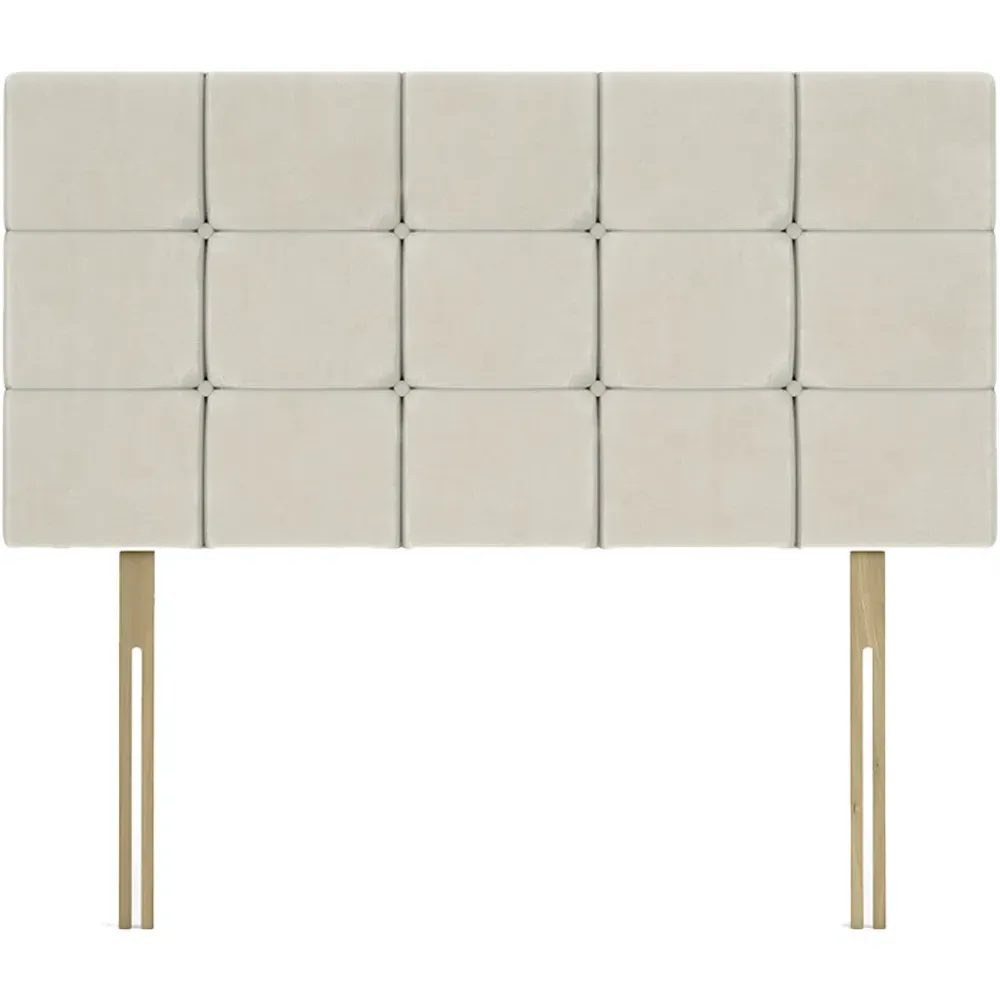 Double Pearl Squared Headboard - Cream, Naples Velvet