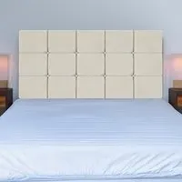 Double Pearl Squared Headboard - Cream, Naples Velvet