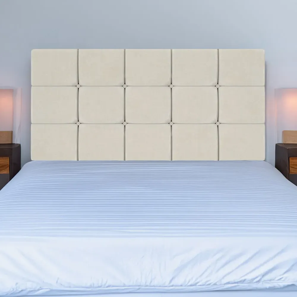 Double Pearl Squared Headboard - Cream, Naples Velvet