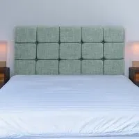 Double Pearl Squared Headboard - Duck Egg, Linen