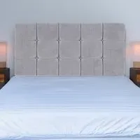 Double Pearl Squared Headboard - Grey, Naples Velvet